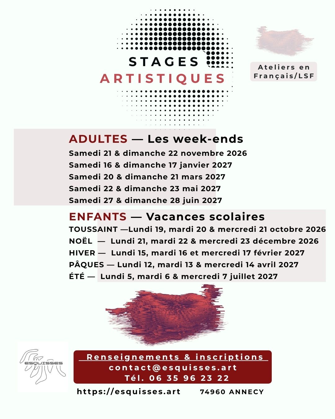 Esquisses STAGES 2026 2027 Stages 2026 2027 recto